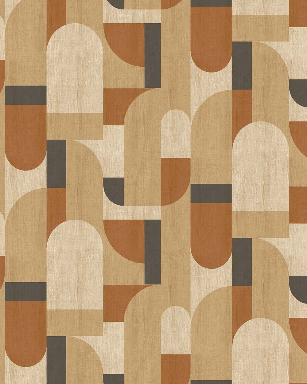 Loquat Brown Bauhaus Abstract Curve Residential Mural RM9354