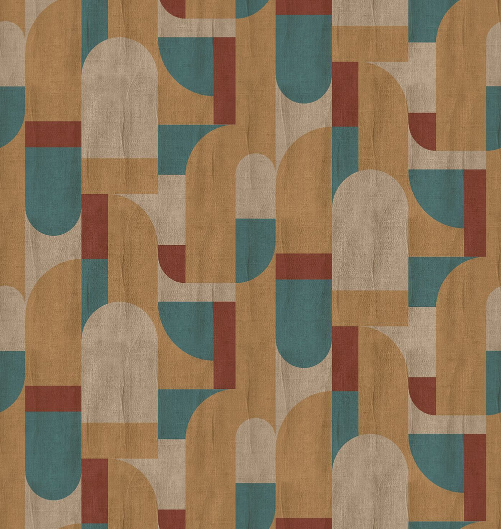 Silverpine Bauhaus Abstract Curve Residential Mural RM9355
