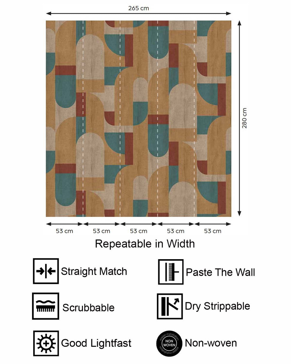 Silverpine Bauhaus Abstract Curve Residential Mural RM9355