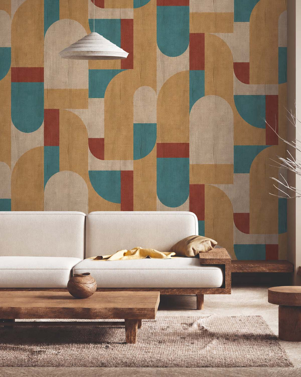 Silverpine Bauhaus Abstract Curve Residential Mural RM9355