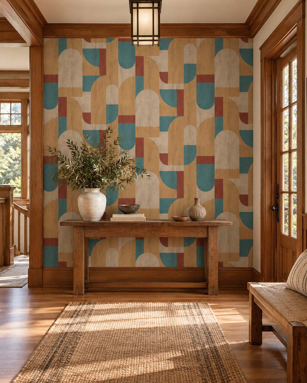 Silverpine Bauhaus Abstract Curve Residential Mural RM9355