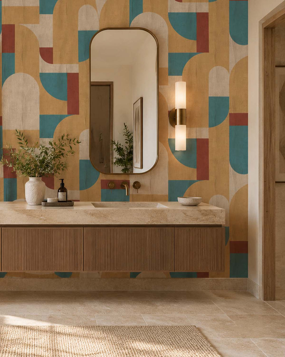 Silverpine Bauhaus Abstract Curve Residential Mural RM9355