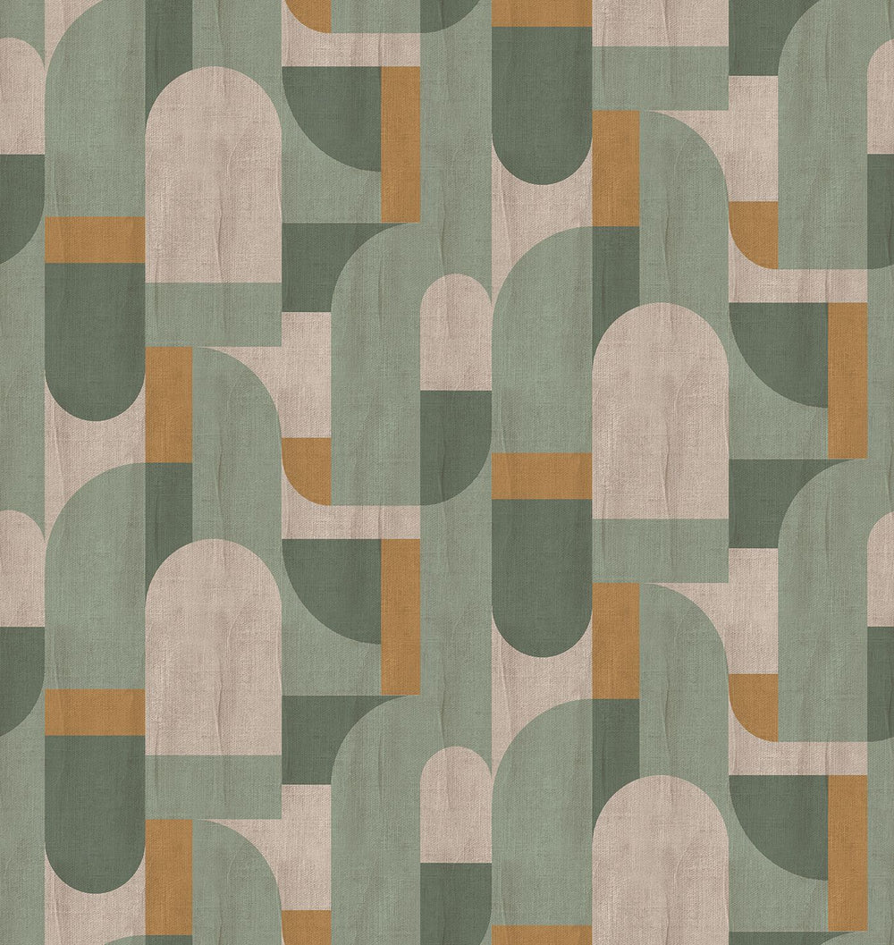 Bracken Green Bauhaus Abstract Curve Residential Mural RM9357