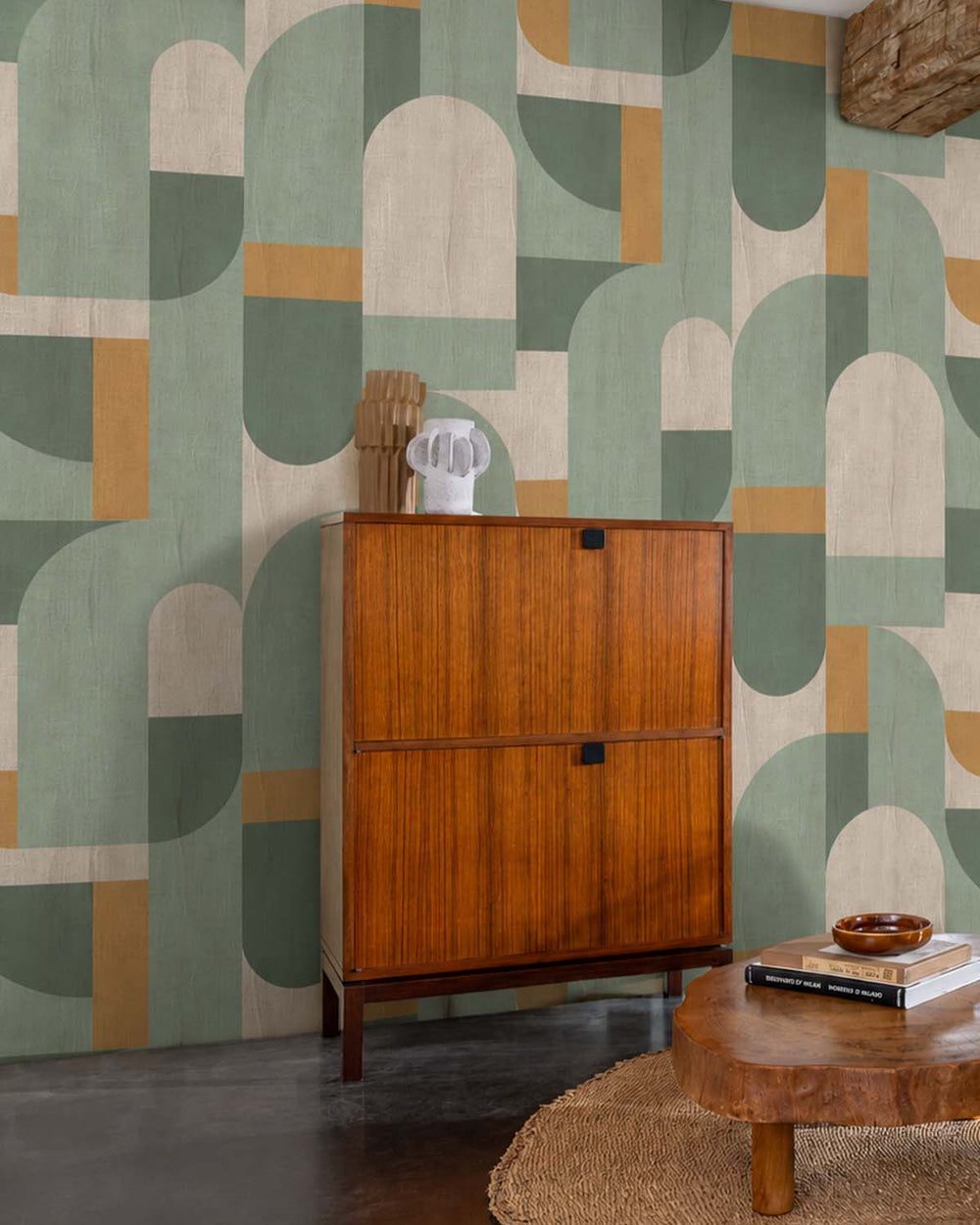 Bracken Green Bauhaus Abstract Curve Residential Mural RM9357