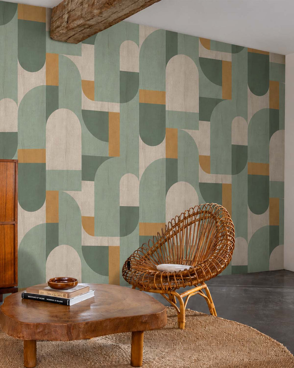 Bracken Green Bauhaus Abstract Curve Residential Mural RM9357