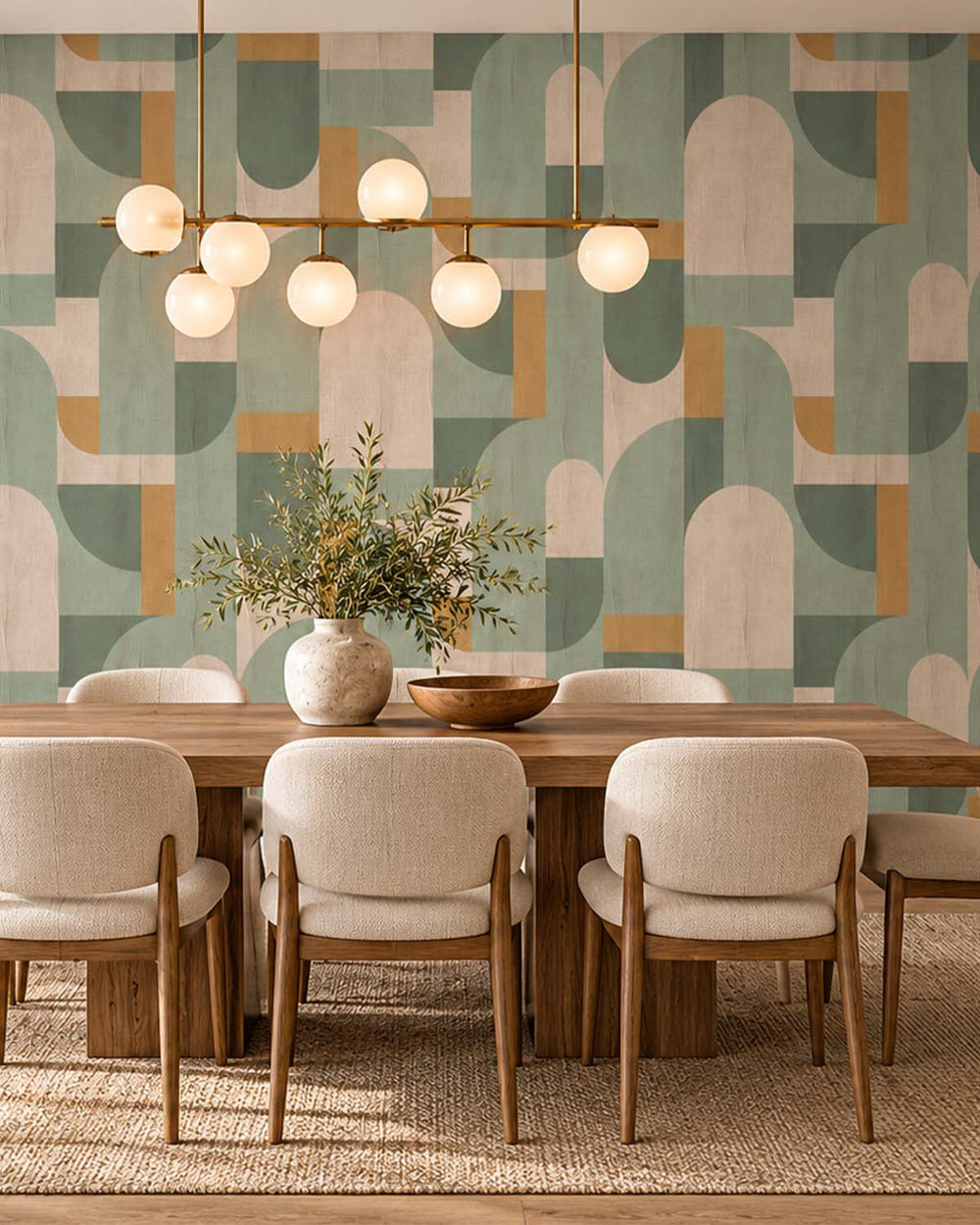 Bracken Green Bauhaus Abstract Curve Residential Mural RM9357
