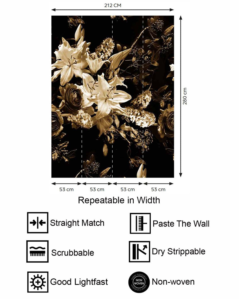 Ochre Brown Nocturnal Garden  Residential Mural RM9359