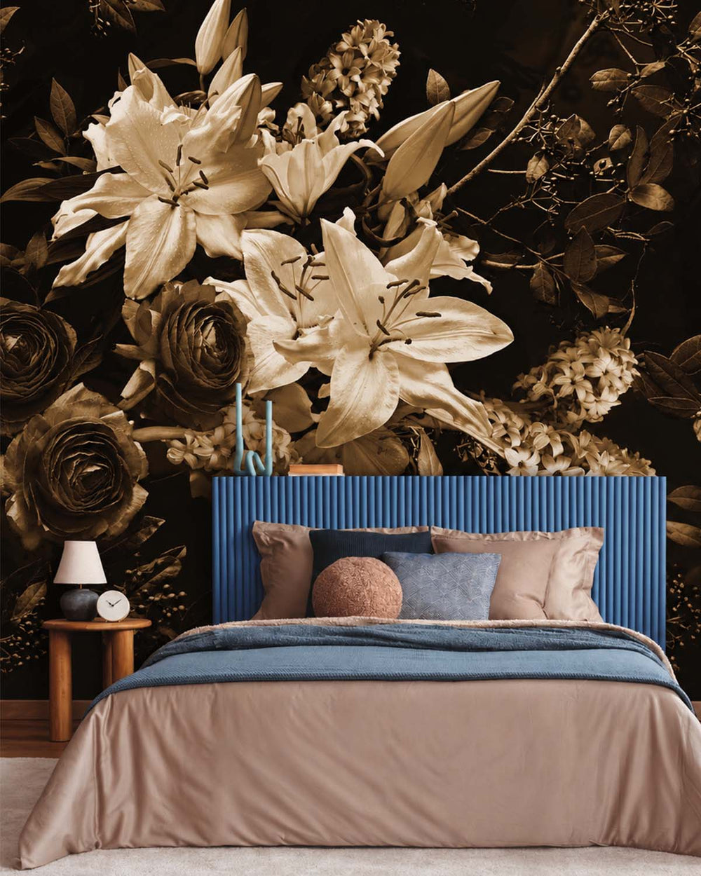 Ochre Brown Nocturnal Garden  Residential Mural RM9359