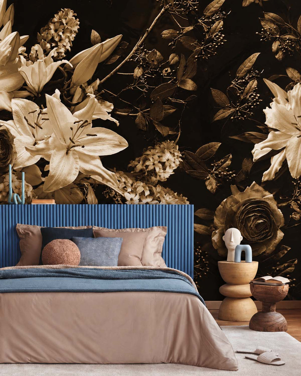 Ochre Brown Nocturnal Garden  Residential Mural RM9359
