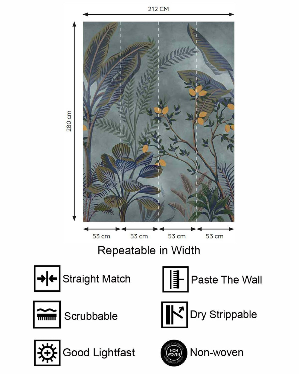 Harrow's Gate Misty Jungle Lemon Tree Residential Mural RM9360