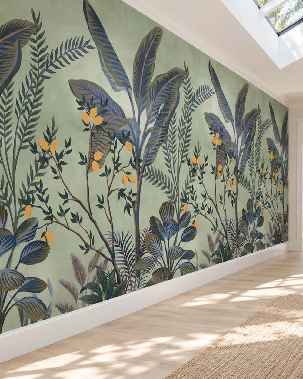 Rurikon Blue Misty Jungle Lemon Tree Residential Mural RM9361