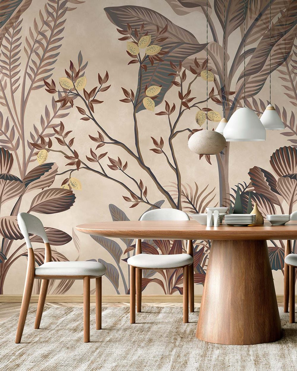 Trail Sand Misty Jungle Lemon Tree Residential Mural RM9362