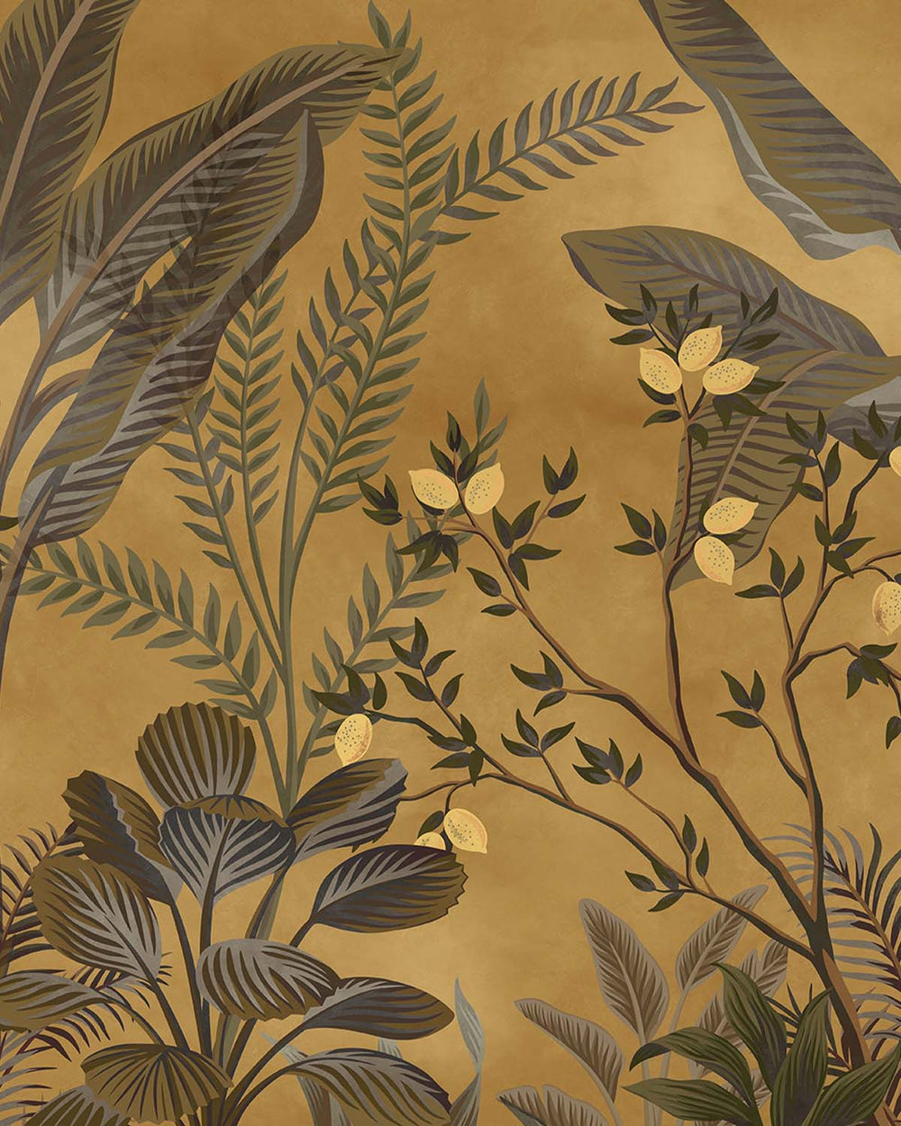 Buttered Rum Misty Jungle Lemon Tree Residential Mural RM9363
