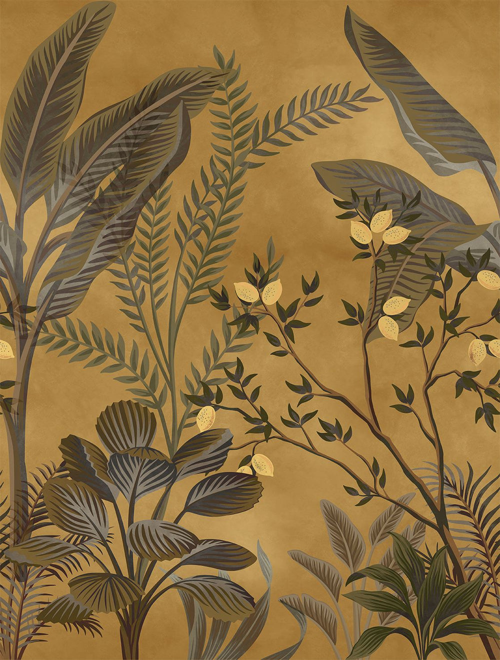 Buttered Rum Misty Jungle Lemon Tree Residential Mural RM9363