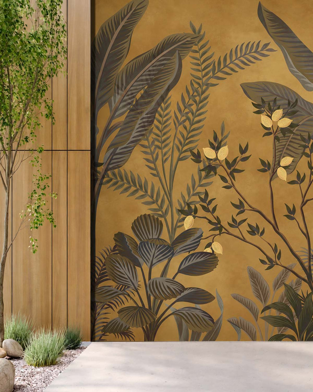 Buttered Rum Misty Jungle Lemon Tree Residential Mural RM9363