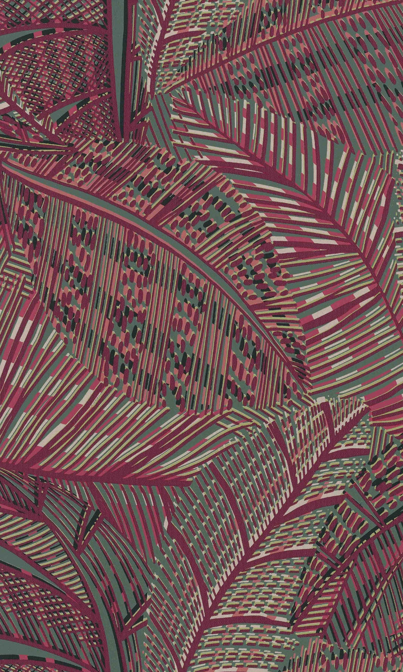 Red Funky Leaves Botanical Wallpaper R8564