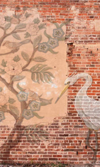 Red Orange Garden on Bricks Mural Wallpaper M1275