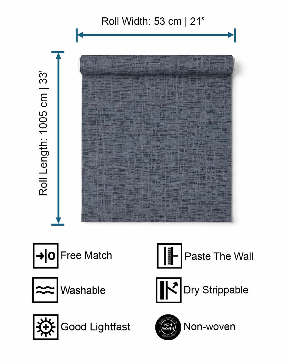 Classic Blue Textured Linear Wallpaper SR1173