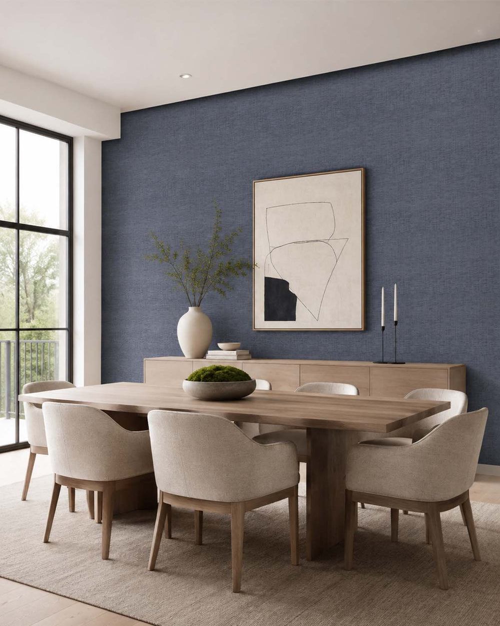 Classic Blue Textured Linear Wallpaper SR1173