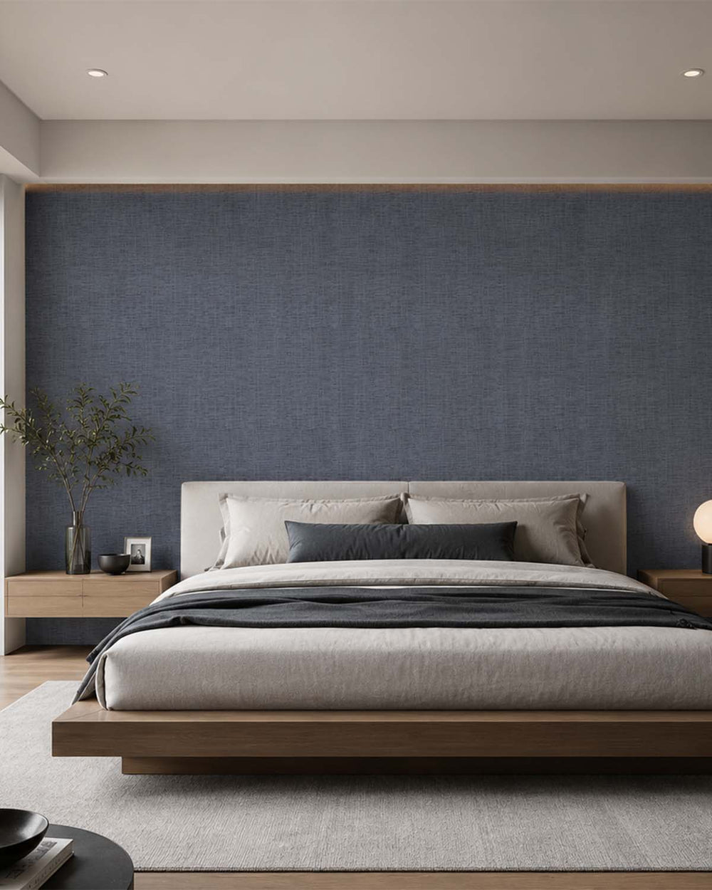 Classic Blue Textured Linear Wallpaper SR1173