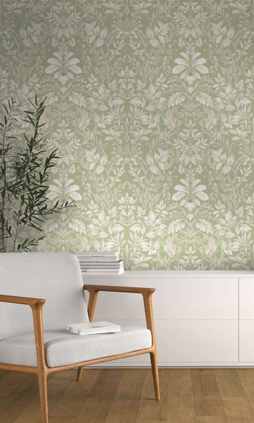 Sage Lush Overgrown Botanical Wallpaper R8822