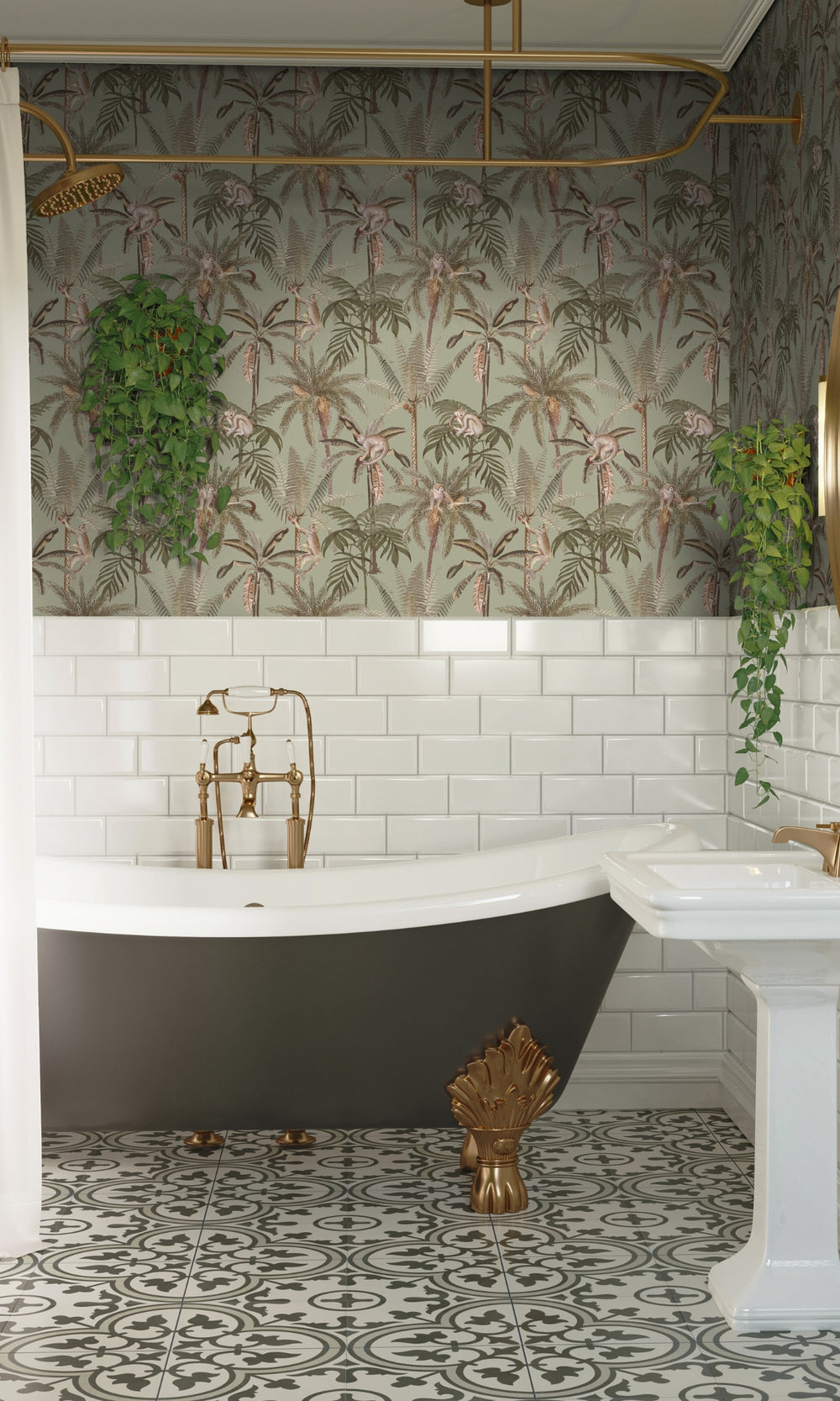 Sage Monkey Climbing in the Trees Tropical Wallpaper R8999