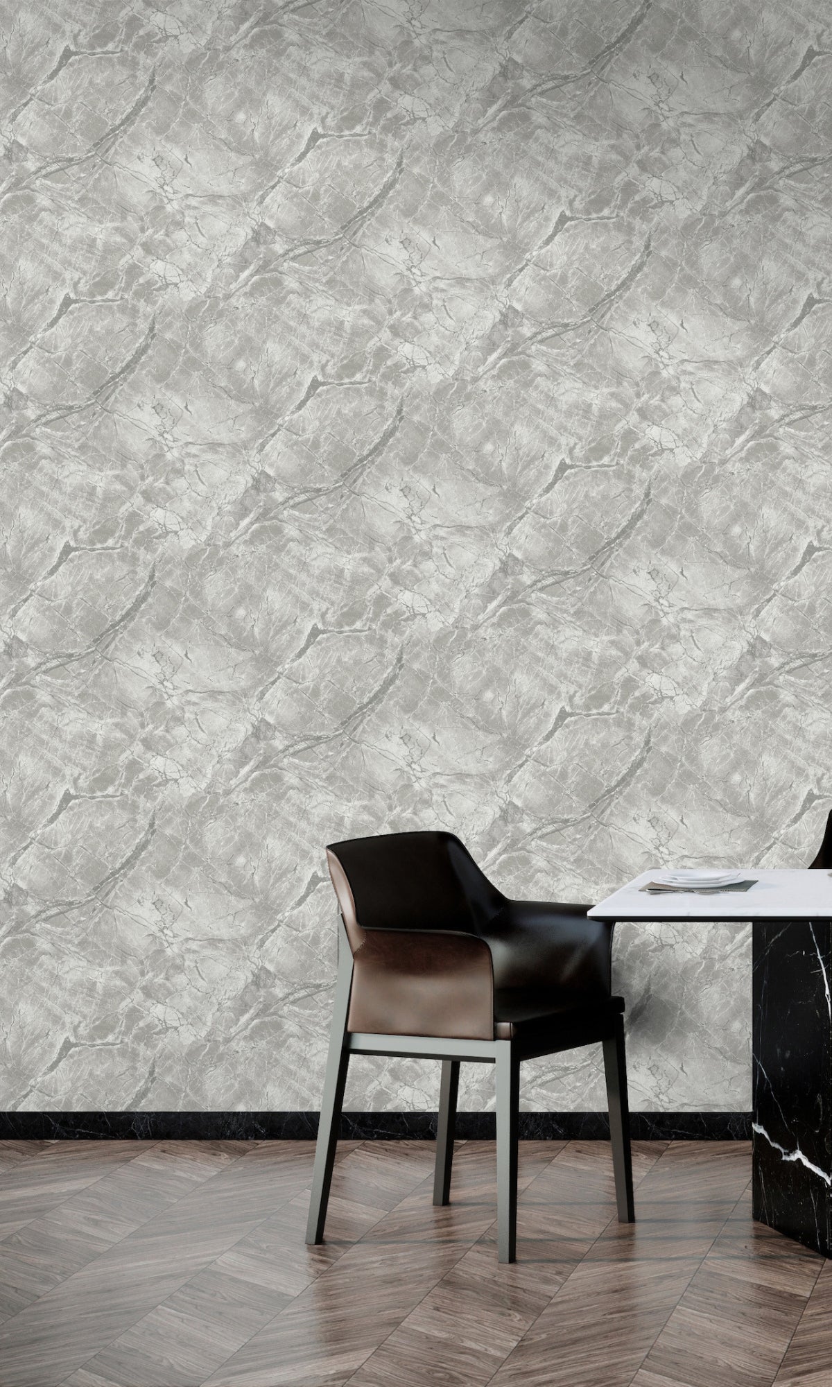 Silver Marble Stone Like Textured Wallpaper R8923