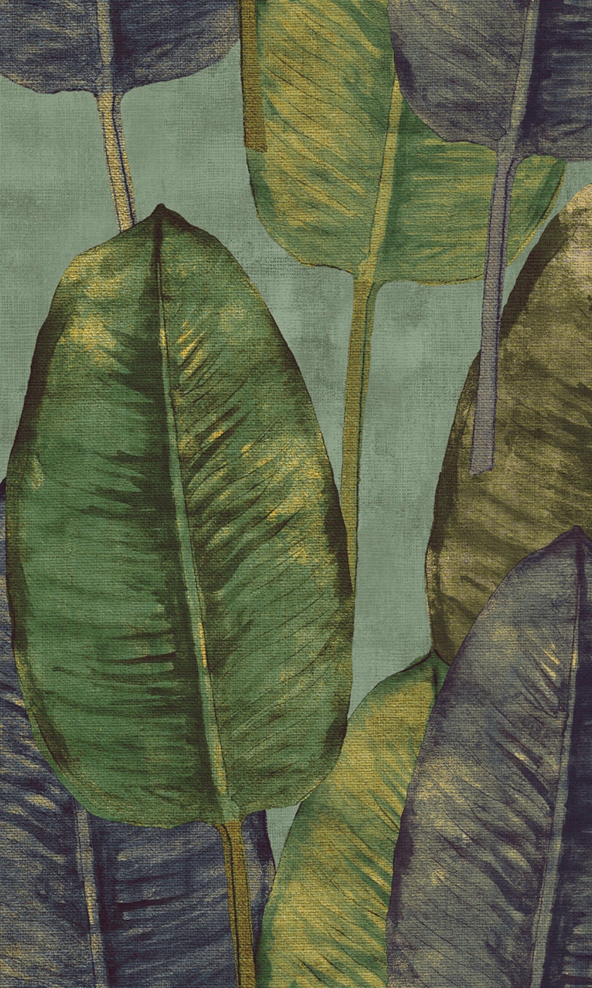 Soft Green Rubber Leaves Botanical Wallpaper R8252
