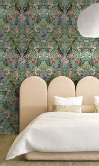 Soft Teal Tropical Birds Bold Tropical Wallpaper R8288