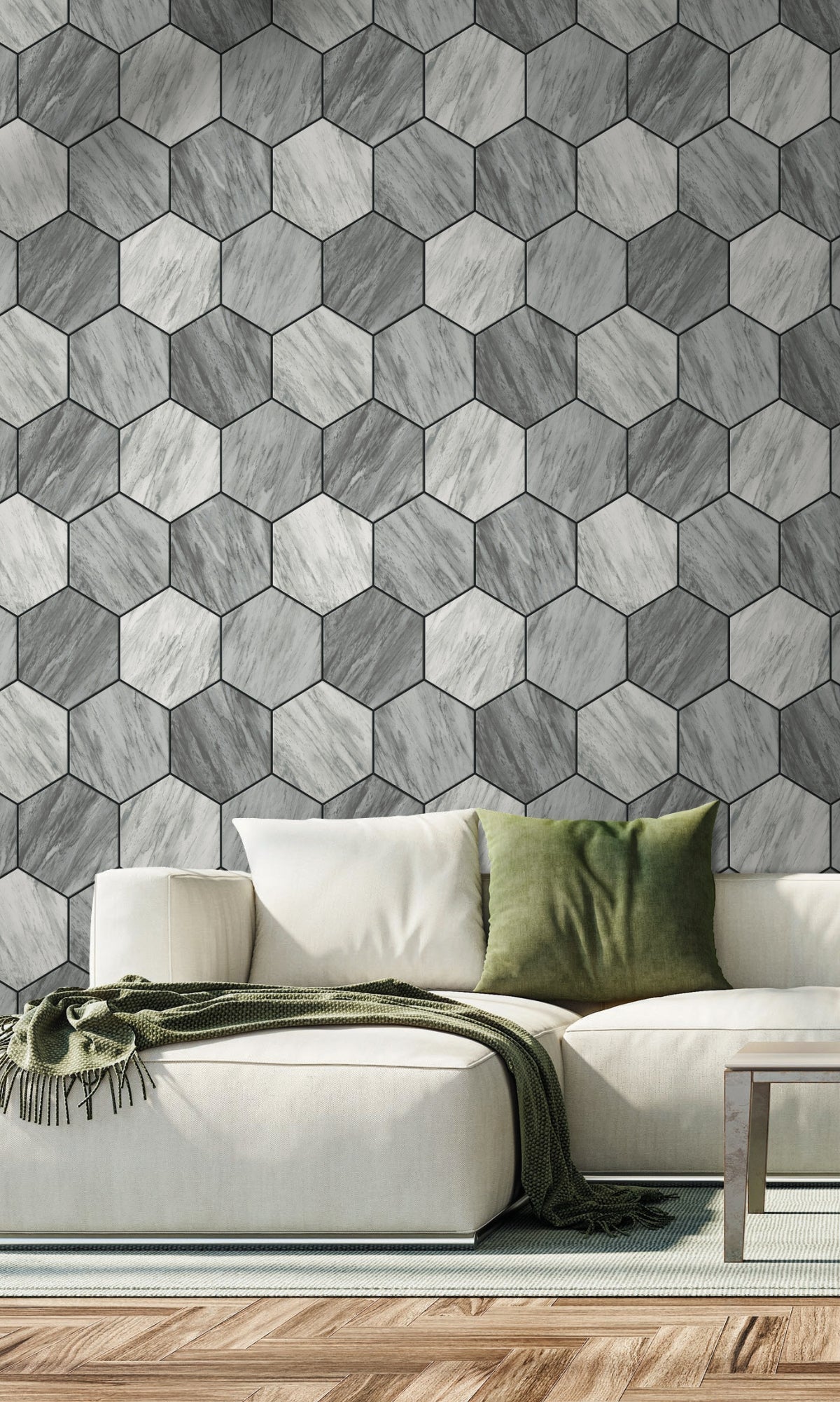 Steel Harbor Geometric Hexagon Wallpaper R8511