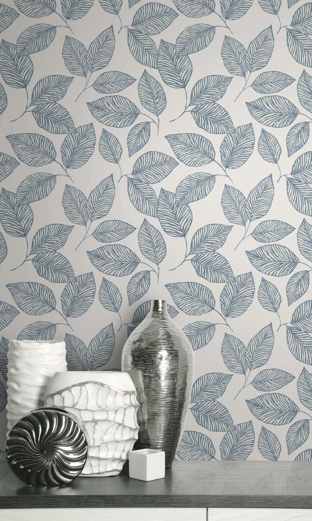 Summer Sky Hand Drawn Tropical Leaves Wallpaper R8516