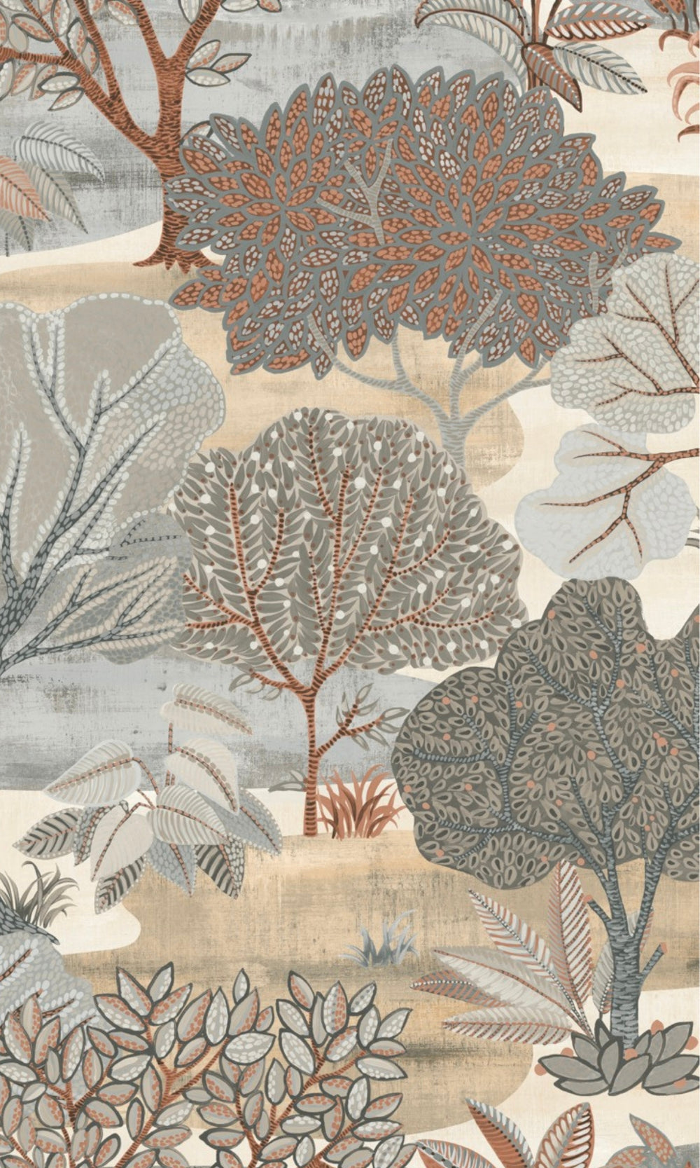 Taupe Jungle Forest Tropical Wallpaper R9042