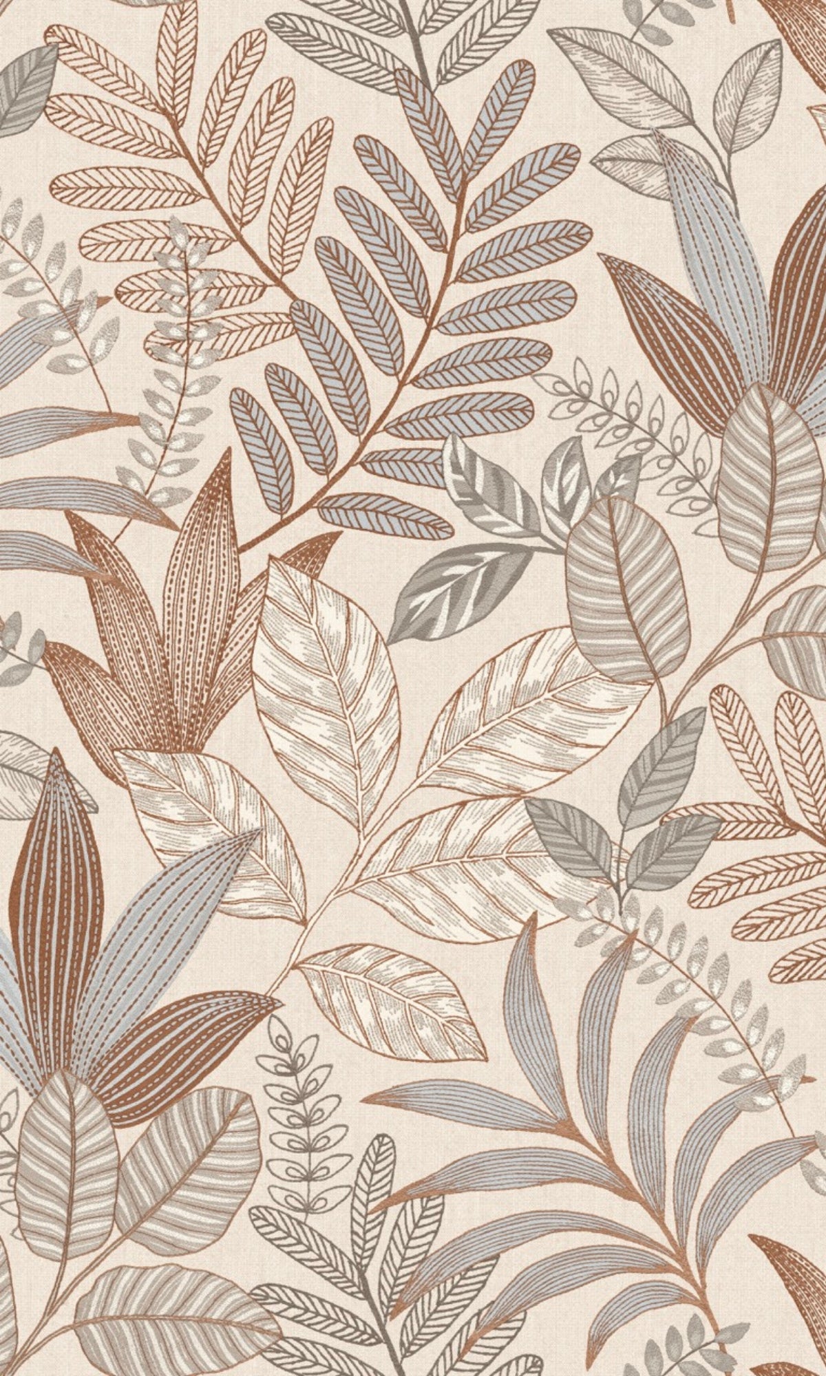 Taupe Minimalist Leaves Tropical Wallpaper R9059