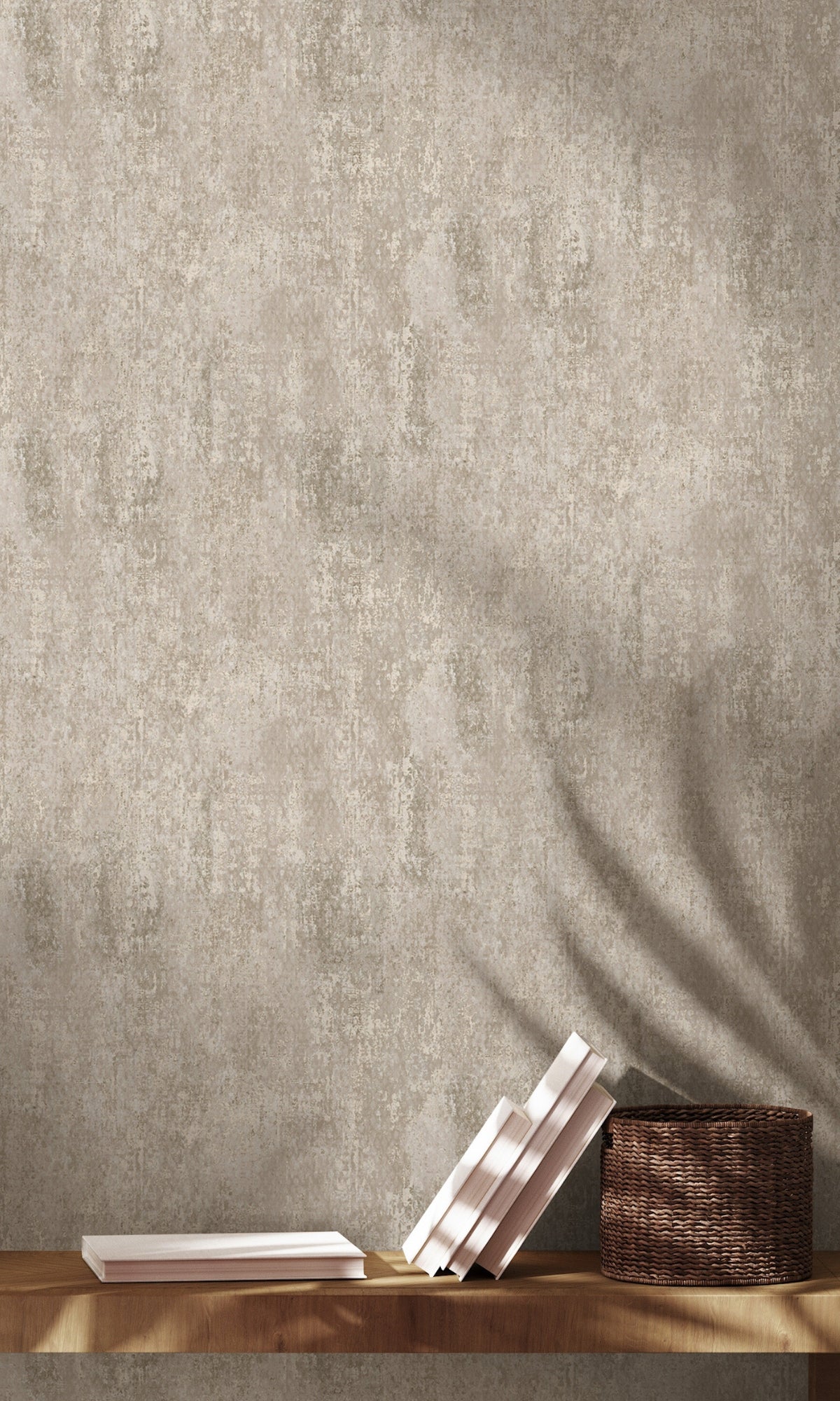 Taupe Scratched Concrete Textured Wallpaper R8937