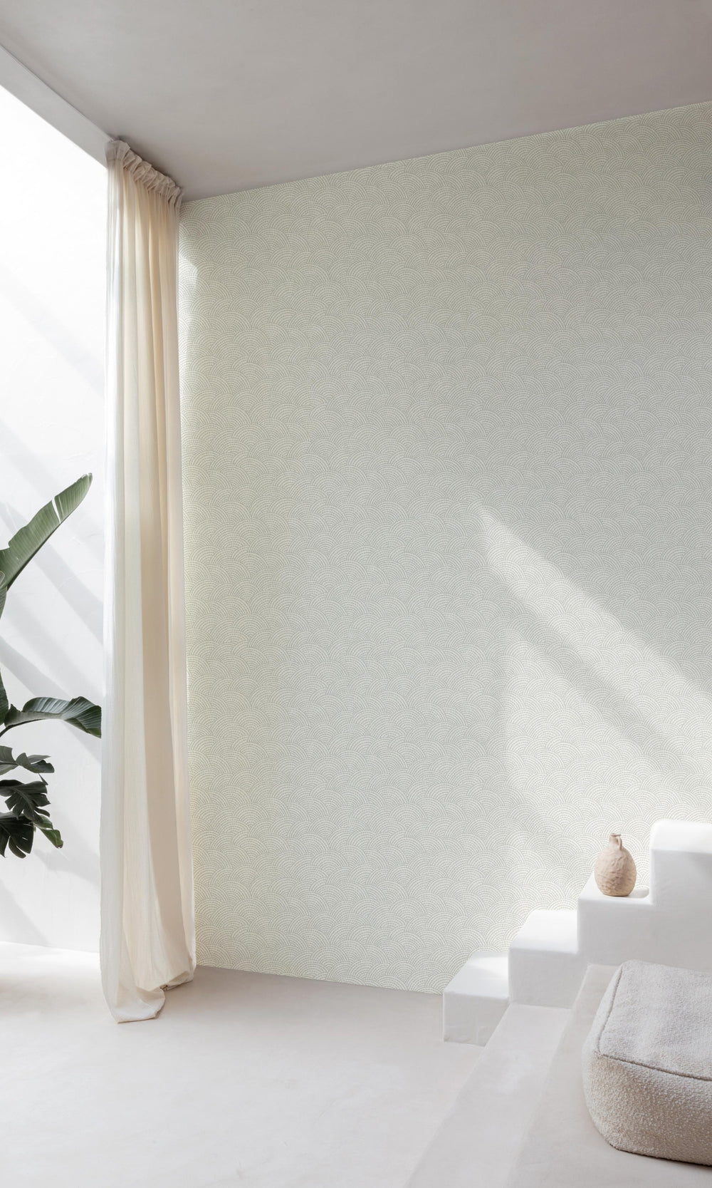 Taupe Seashell Like Art Deco Geometric Wallpaper R9271
