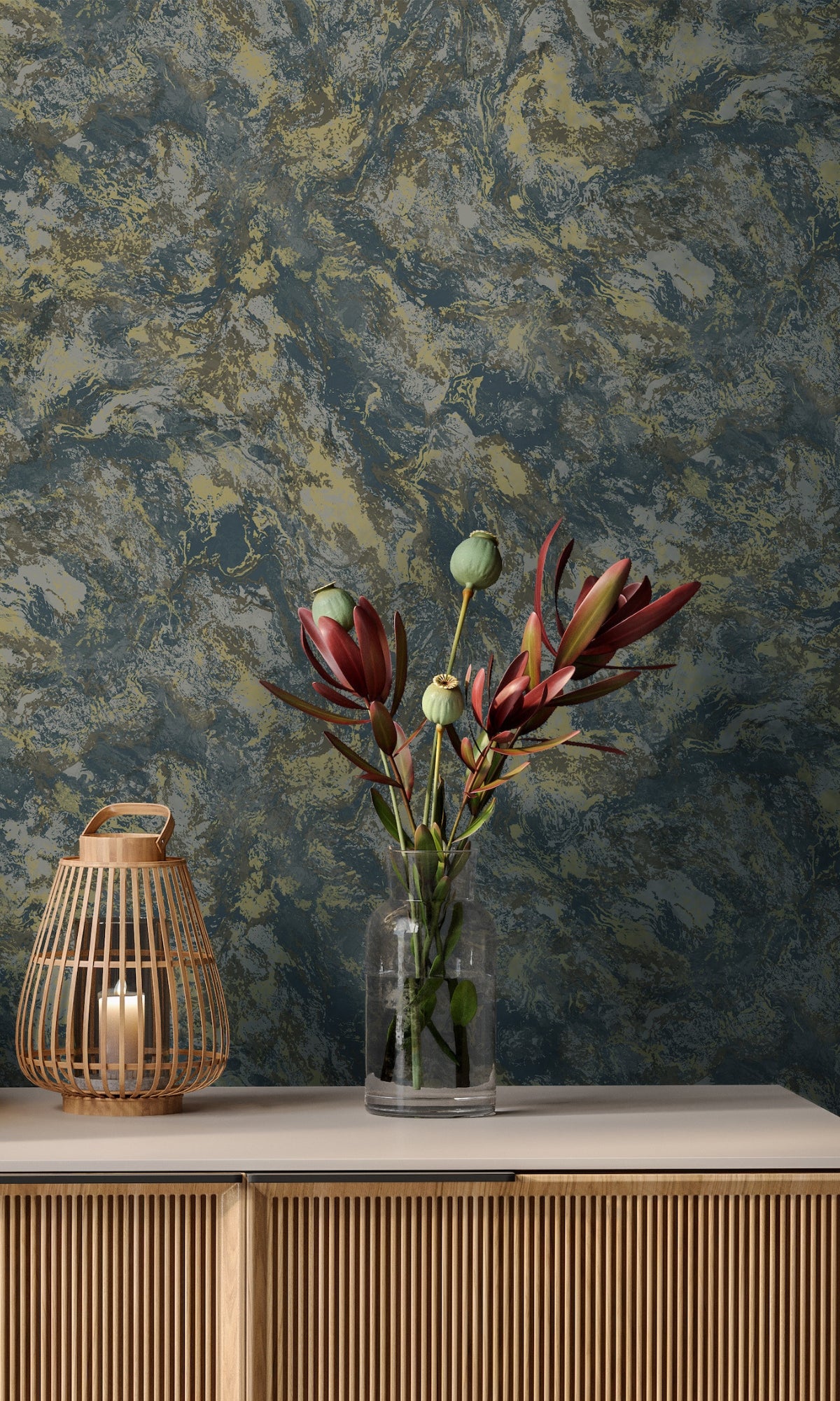Teal Elegant Marble Design Wallpaper R8928