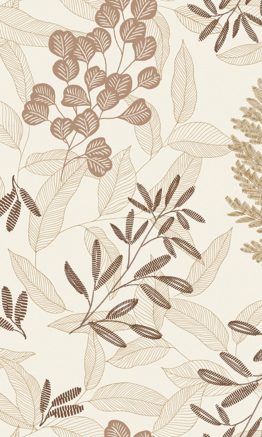 Terracotta Tropical Branches & Leaves Botanical Wallpaper R8914