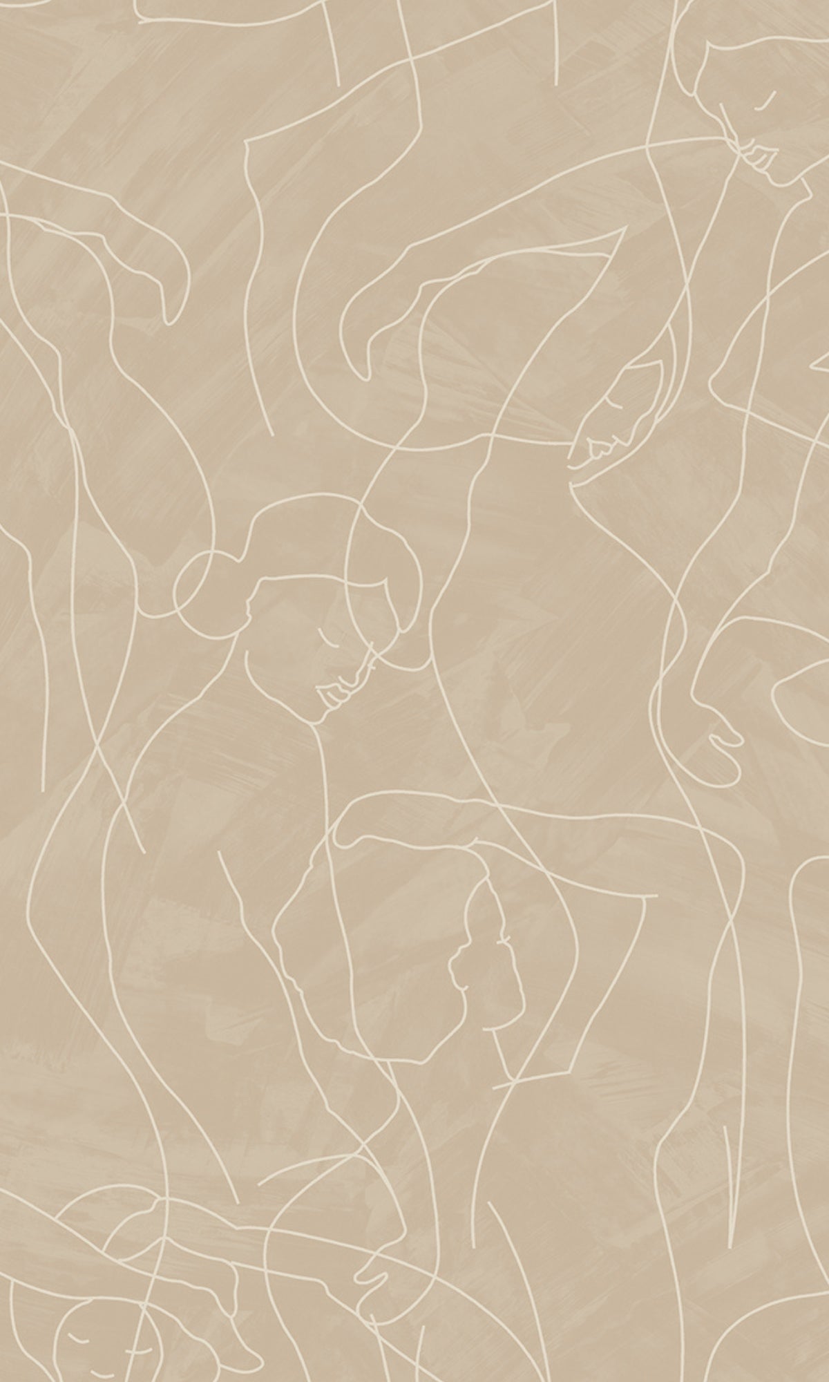Warm Taupe Abstract Model Lines Non-Woven Wallpaper R9182
