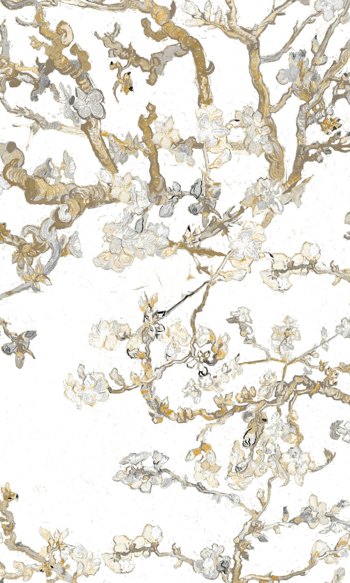 White  Almond Blossom Floral Wallpaper R8487