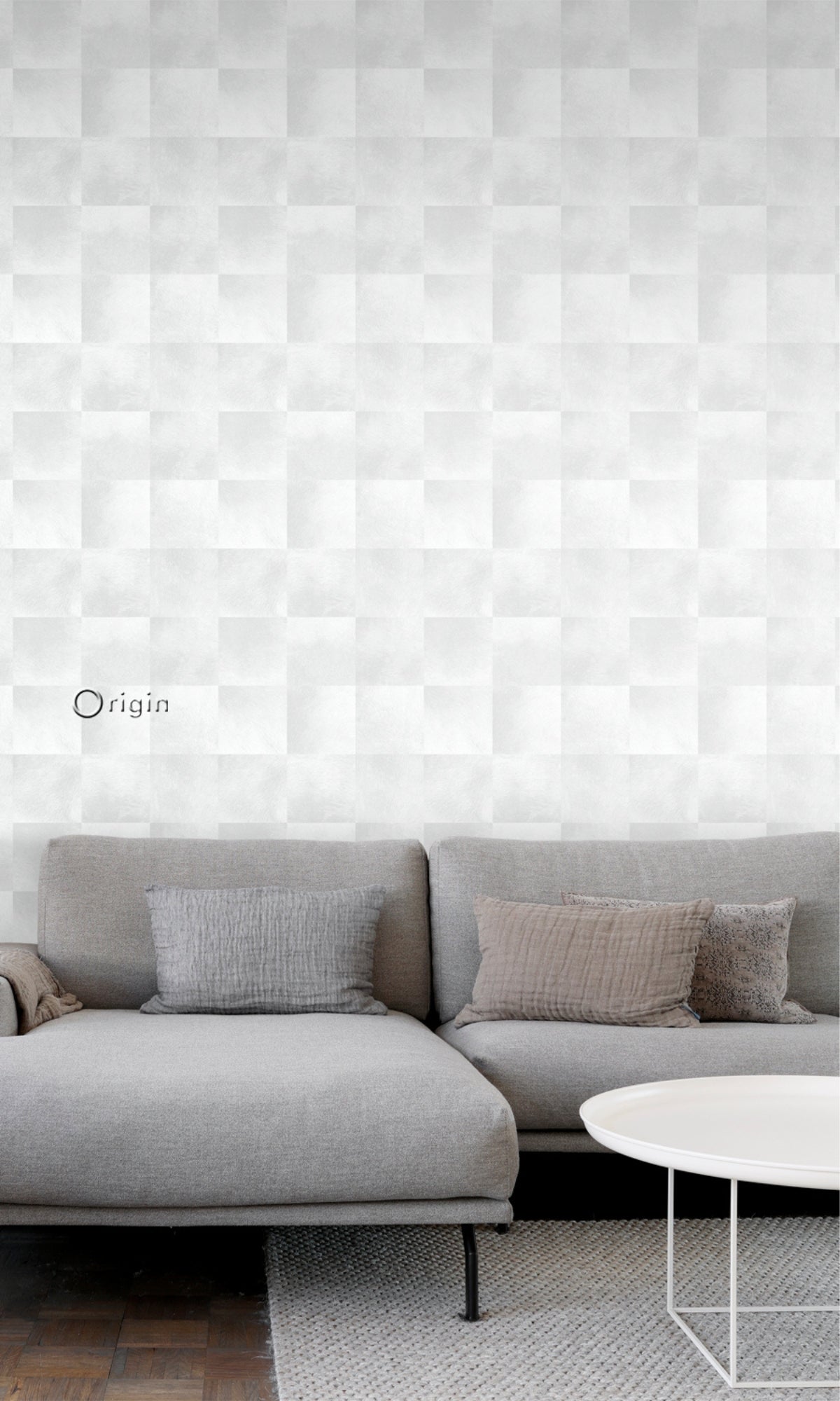 White Faux Effect Tile Geometric Wallpaper R8297