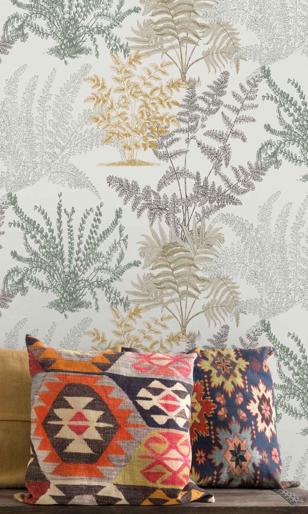 White Fern Botanical Leaves Wallpaper R8386