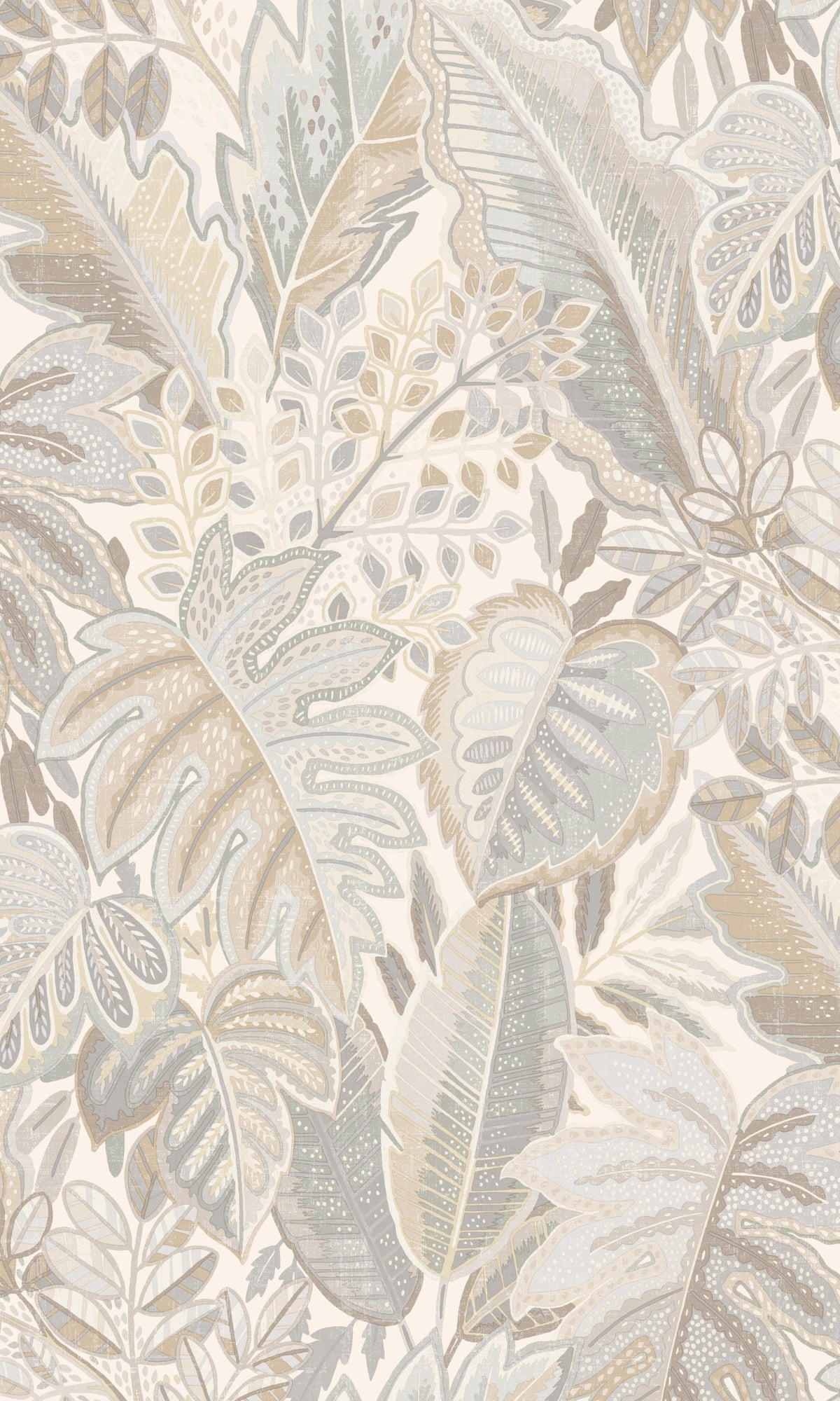 White Furry Leaves Tropical Wallpaper R8876