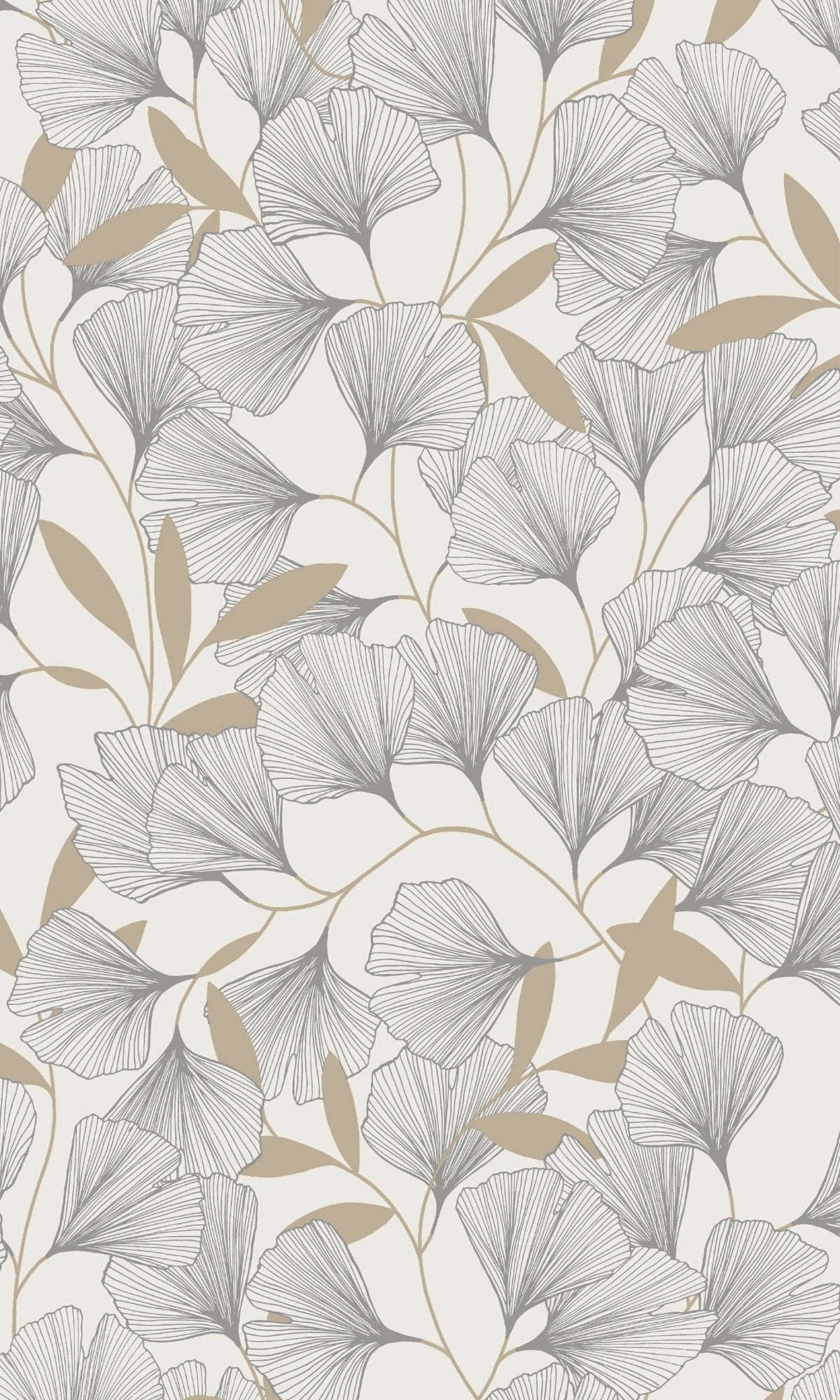 White Ginko Leaves Tropical Wallpaper R9336
