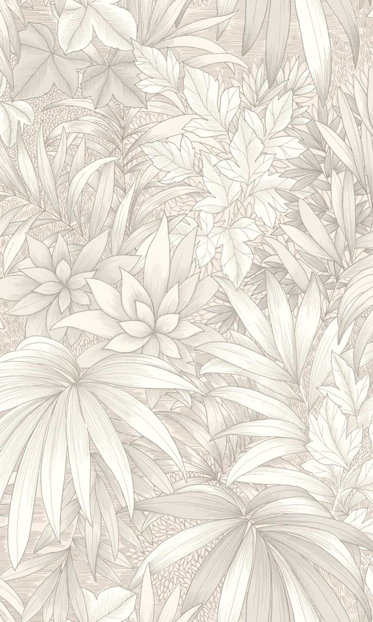 White Jungle Leaves Botanical Wallpaper R9038