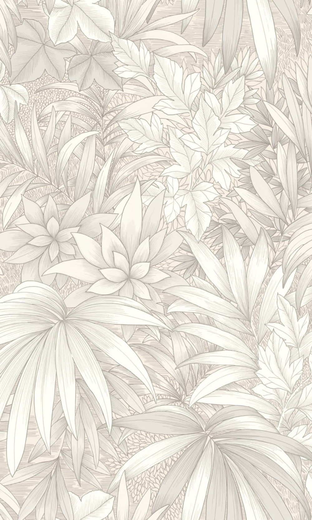 White Jungle Leaves Botanical Wallpaper R9038