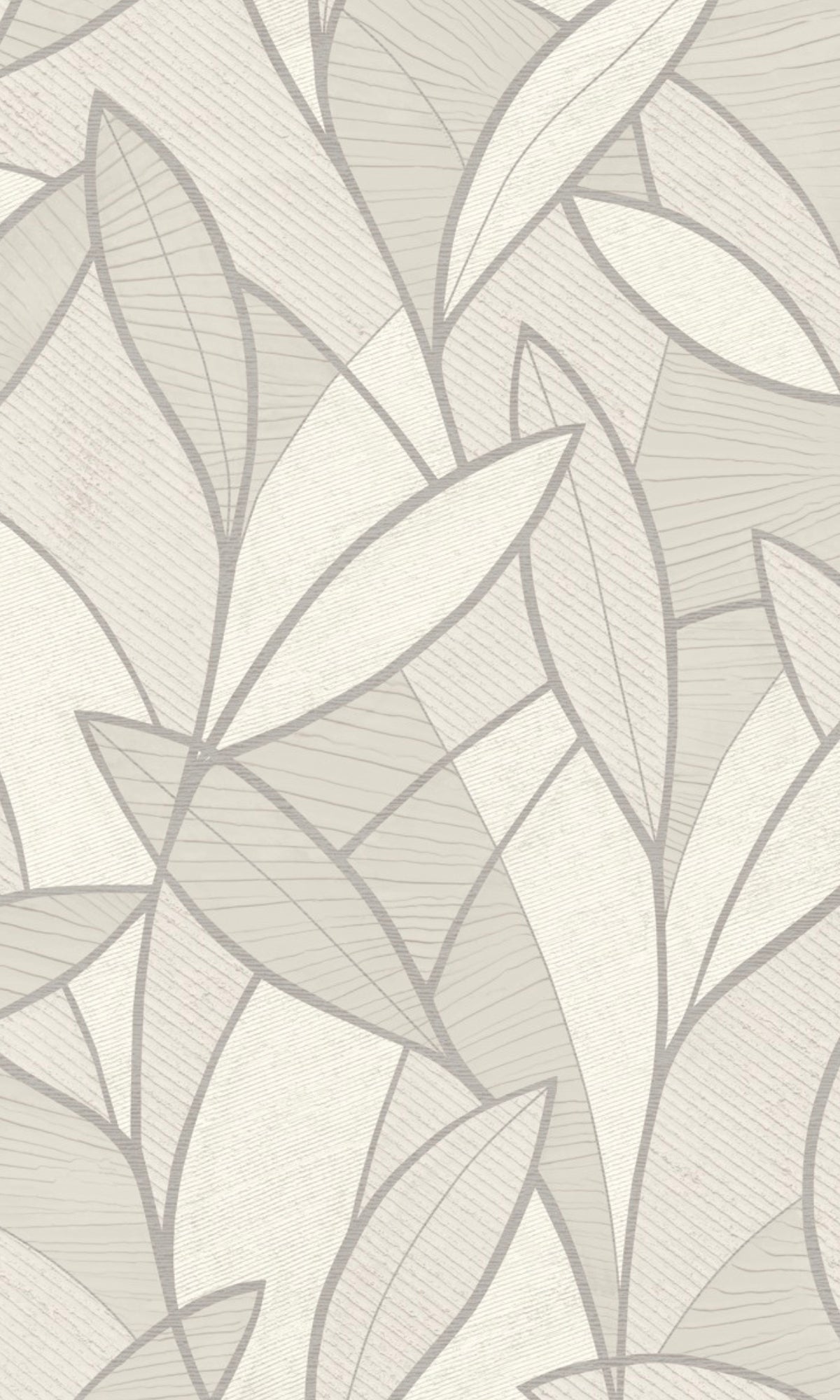 White Leaf Motif With Outlines Tropical Wallpaper R9033