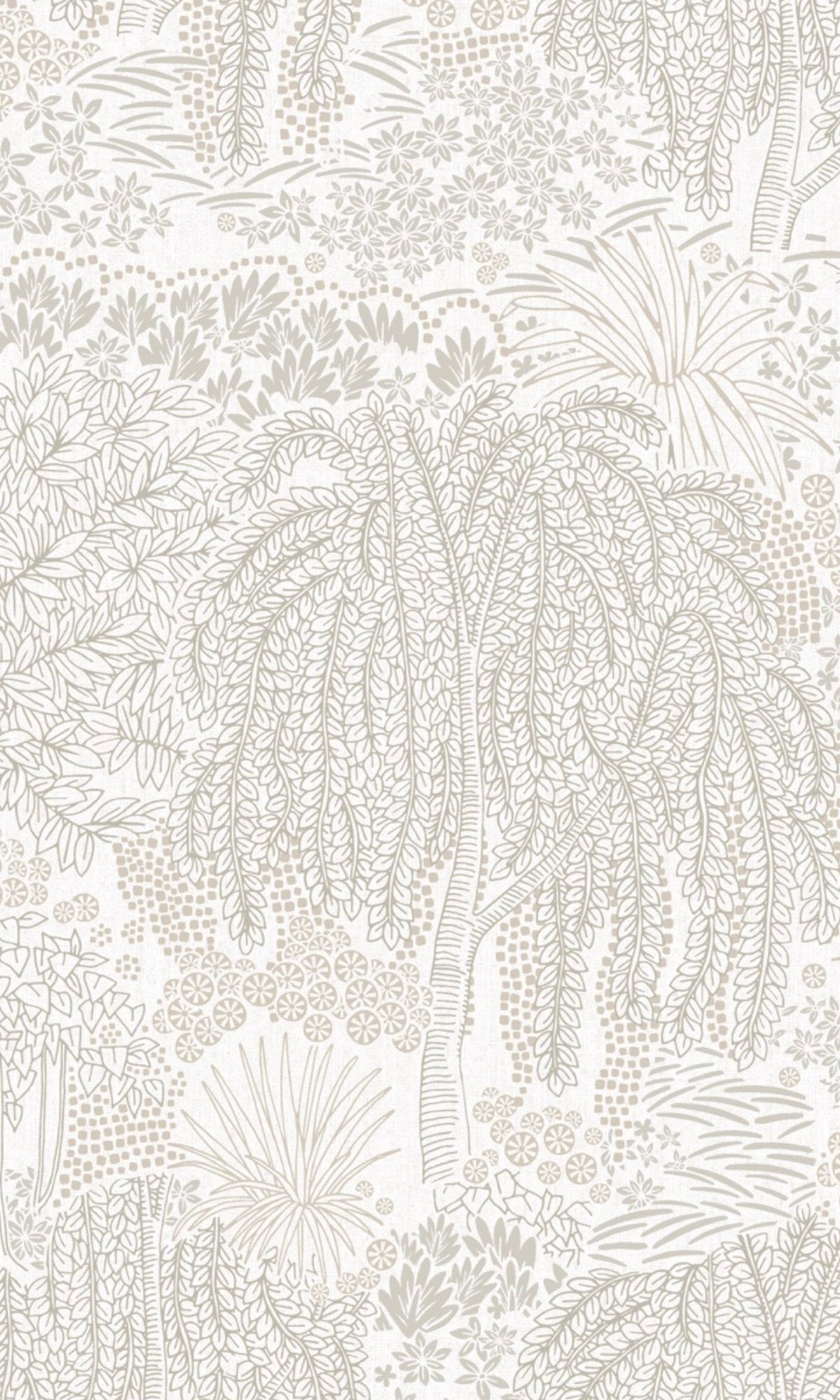 White Metallic Garden Tropical Wallpaper R9045