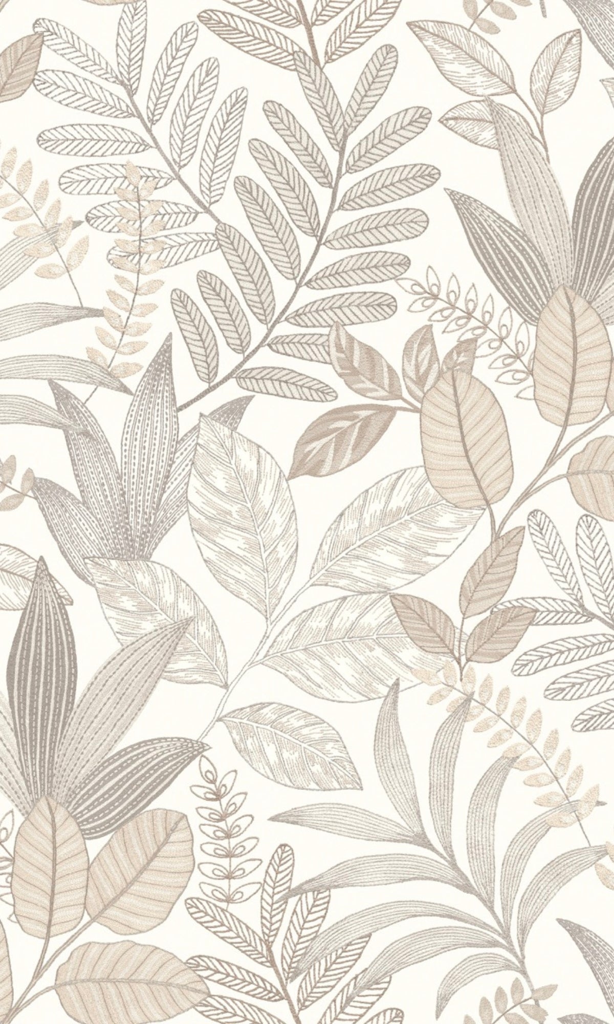 White Minimalist Leaves Tropical Wallpaper R9057