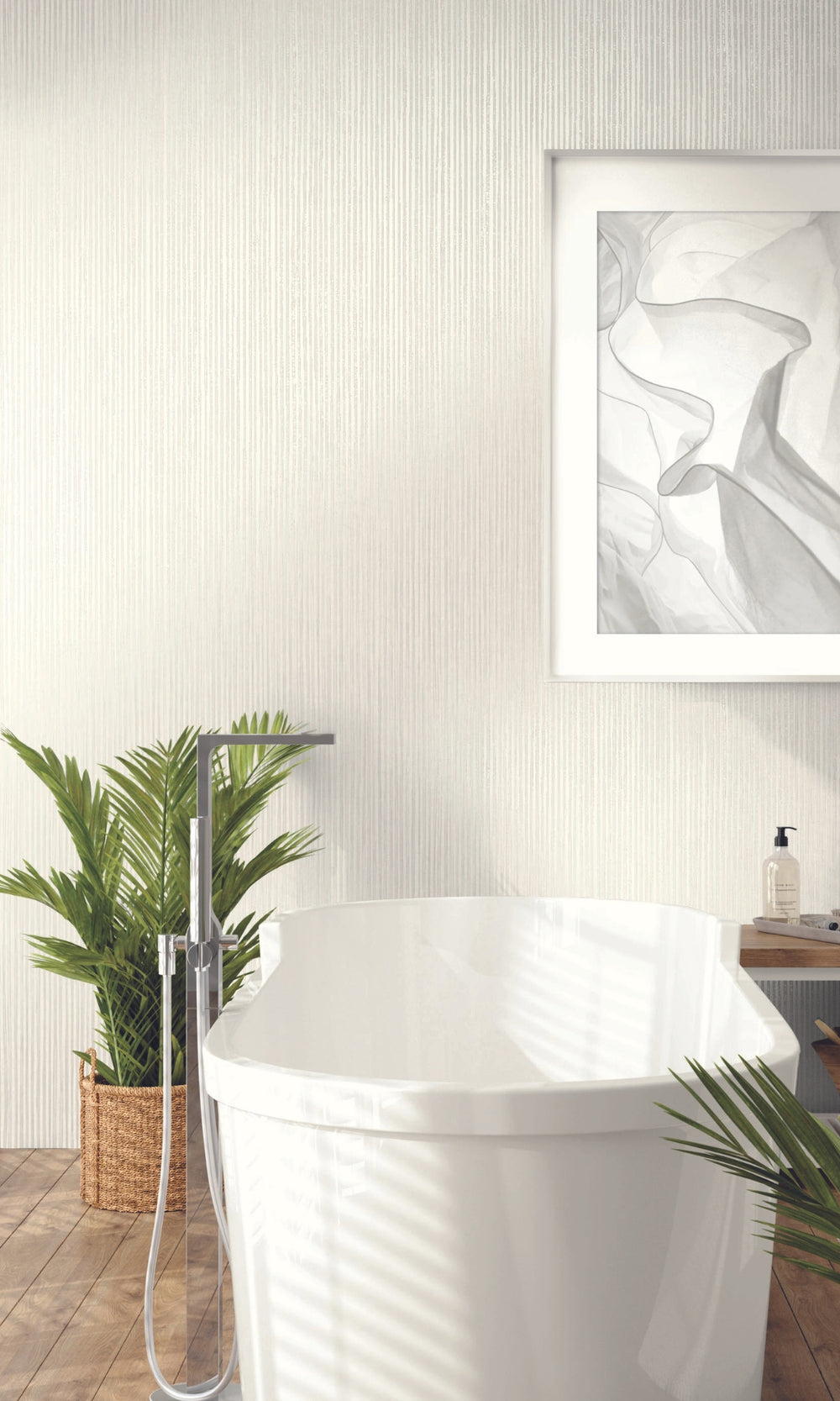 White Pearl Simple Geometric Stripes R8495