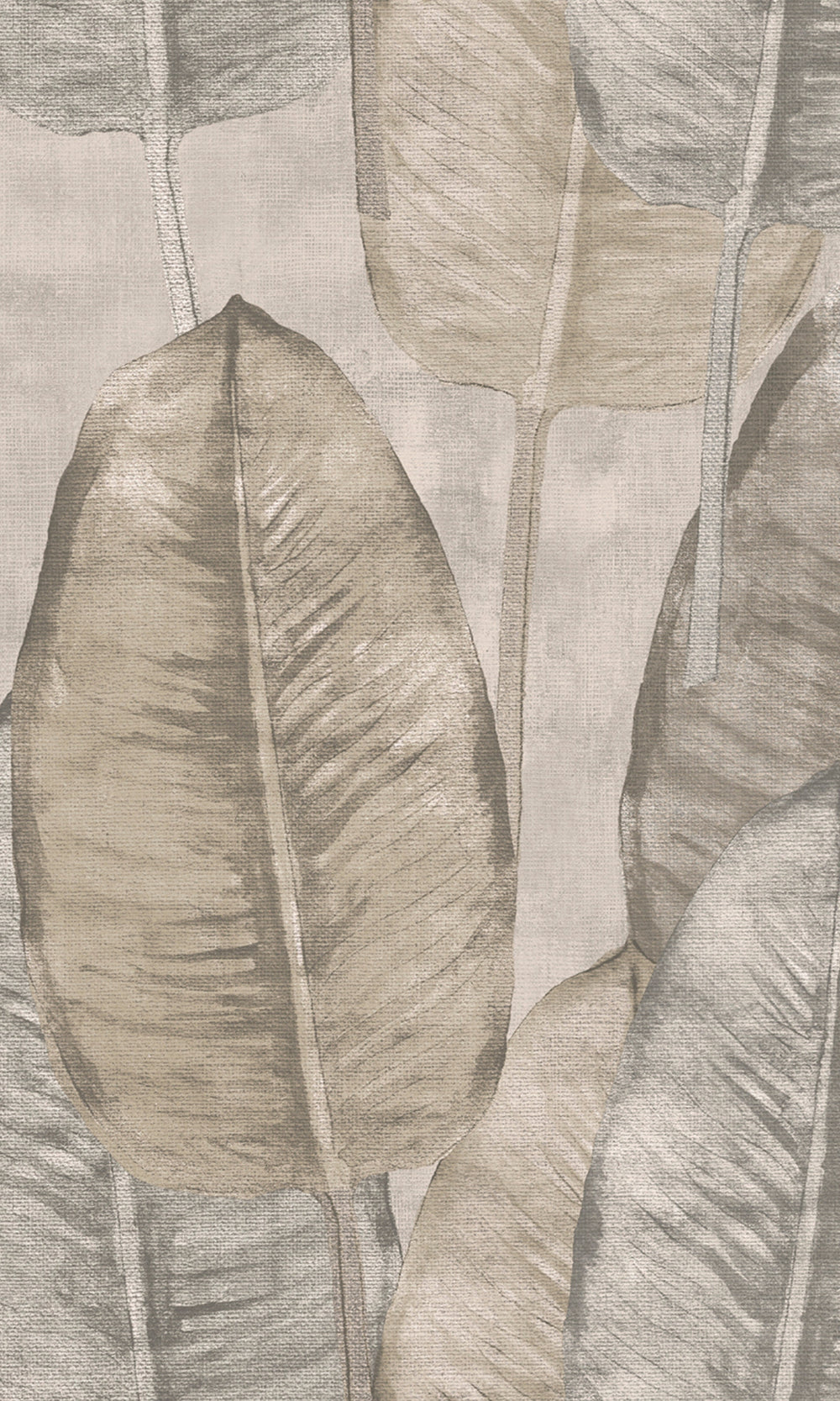 White & Cream Rubber Leaves Botanical Wallpaper R8249